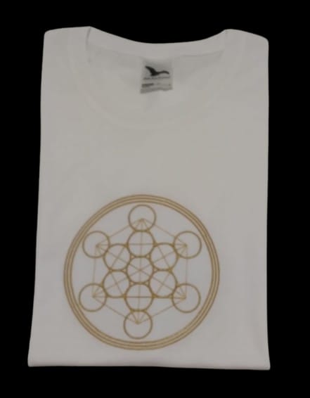 Tricou damă brodat „Cubul lui Metatron” – Protecție și Armonie